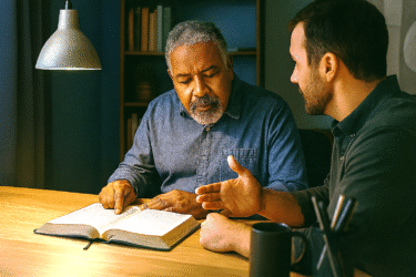 Grandfather Teaching Grandson